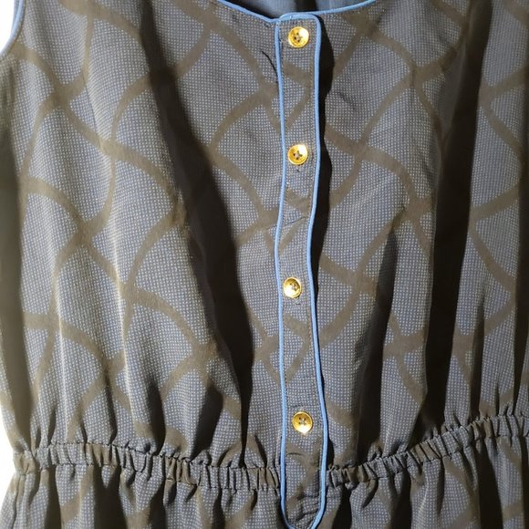 NEW Women's long Sleeveless polo Dress Maxi Size Small  Blue Black S Geometric - Picture 4 of 10